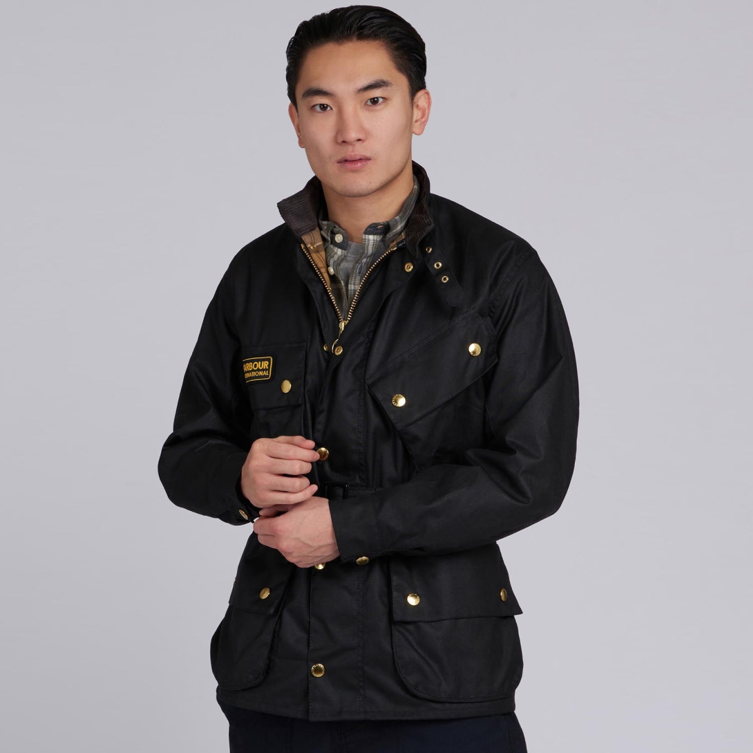 Barbour International ブラックジャケット Barbour International Duke ワックスジャケット | ブラック