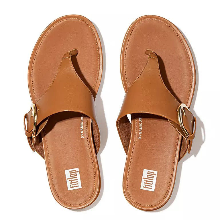サンダル・ミュール FitFlop GRACCIE Leather Sandals Light Tan EB1-592 fitflop GRACIE BUCKLE LEATHER TOE-POST SANDALS LIGHT TAN DE6